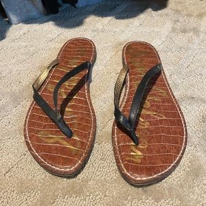 EUC Sam Edelman Black Leather Flip Flops